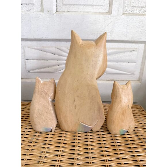 Vintage 80s Laurel Burch Style Folk Art Trio of Cats Hand Painted - Picture 2 of 10